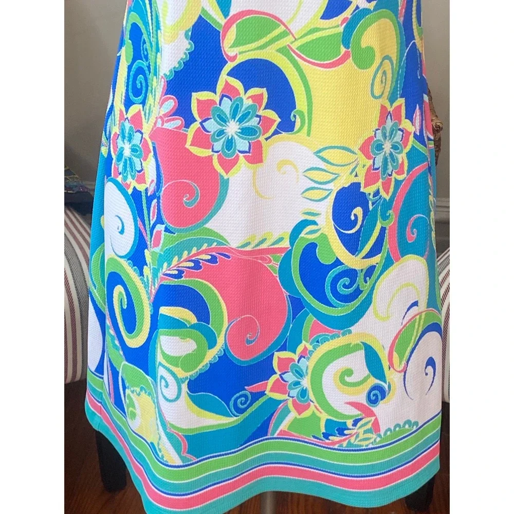 Ronni Nicole Multi Color Psychedelic Floral Paisley Shift‎ Dress Size 10 coastal